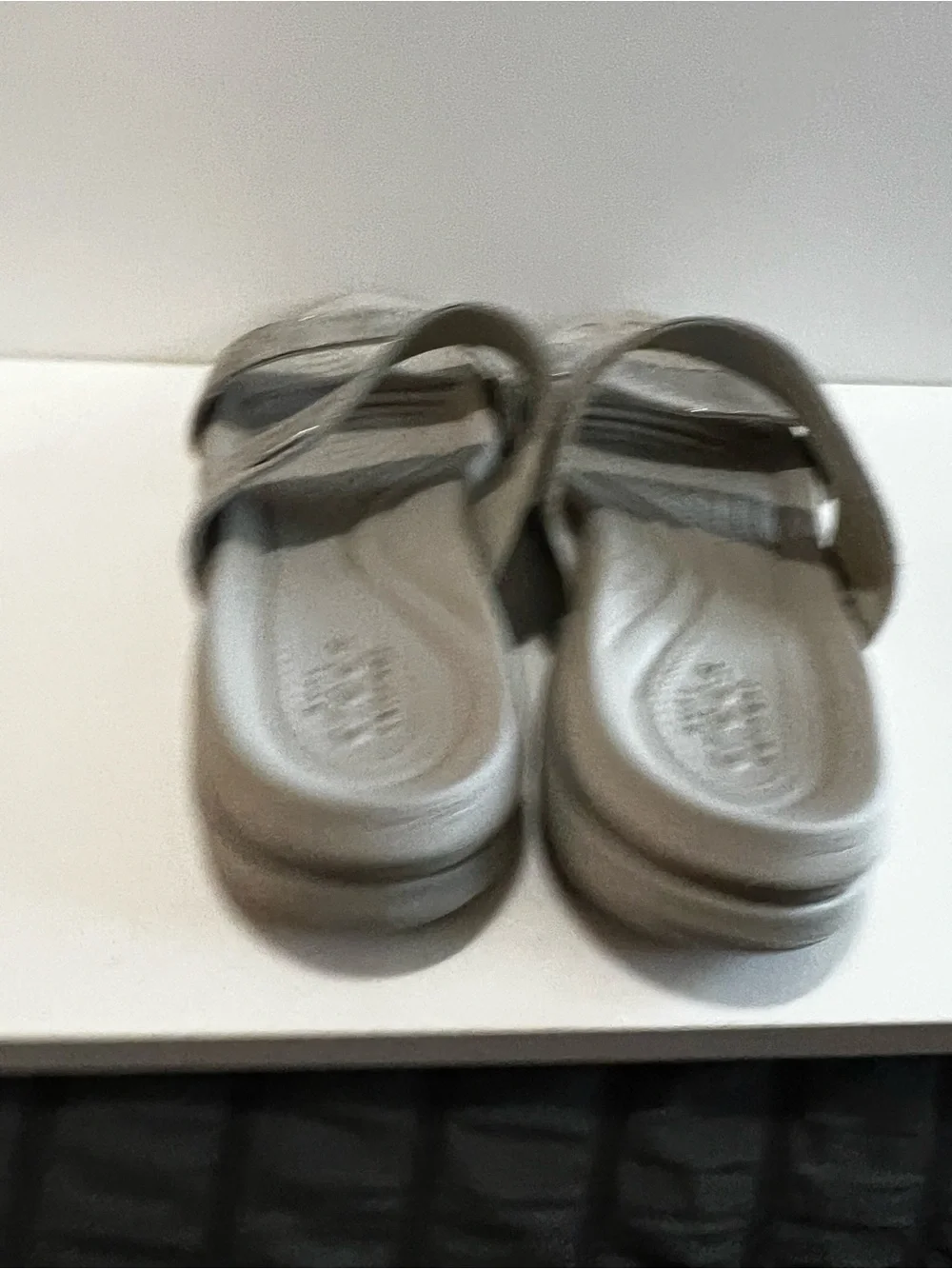 Crocs Dual Comfort Metallic Silver Gray Double Strap Slide Sandals